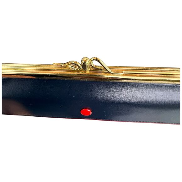 Vtg Leather Wallet Coin Purse Navy Blue Red Trim NOS 60s 70s Belle Brummel NOS - Picture 13 of 16